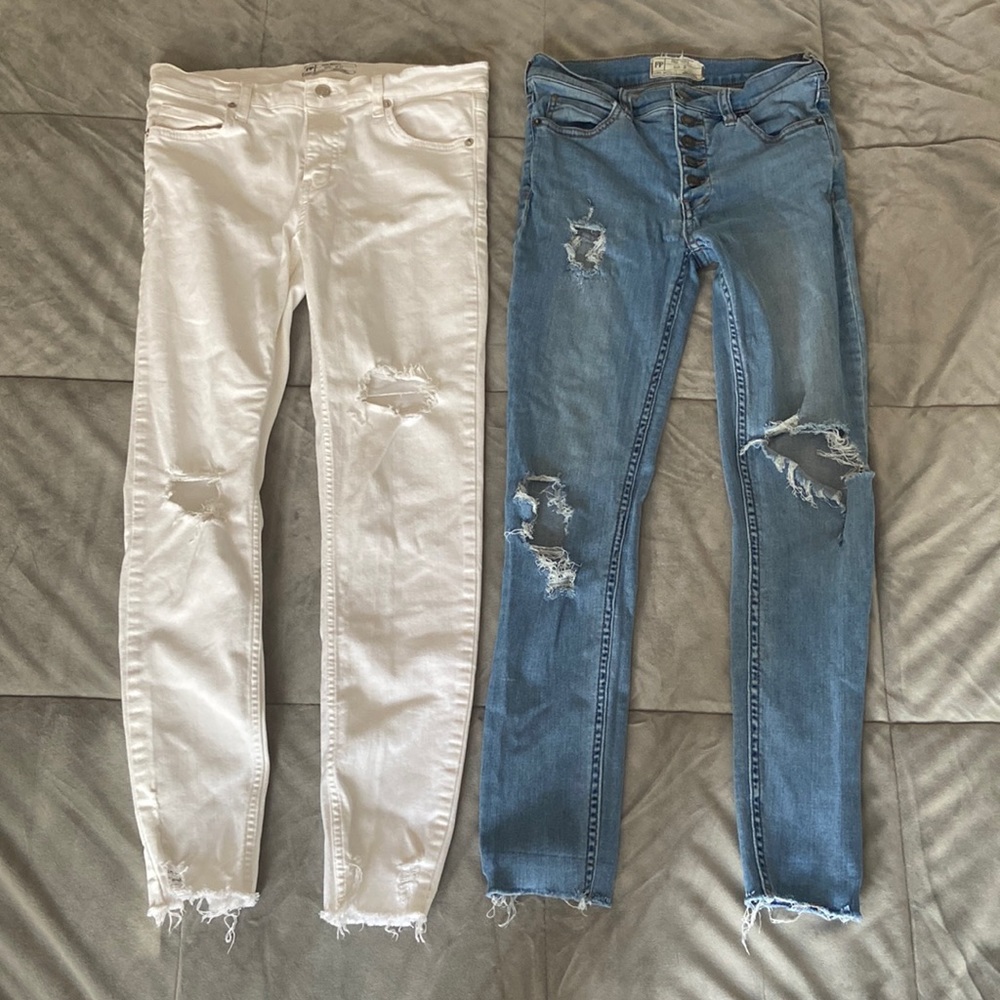Free People super skinny distressed jeans size 27 (2 pairs)